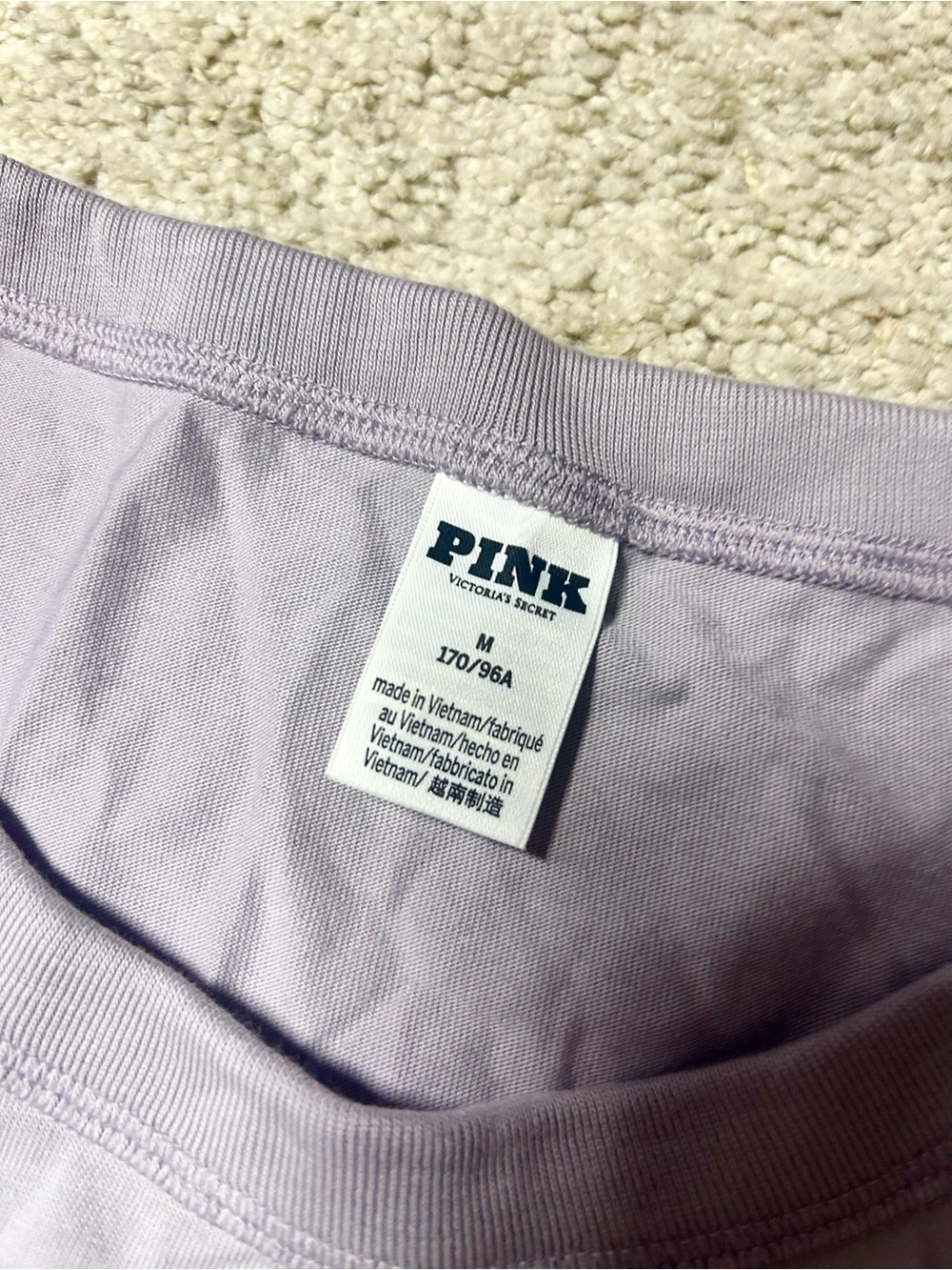 Victoria’s Secret PINK Lavender Embroidered Logo T-Shirt Size M
